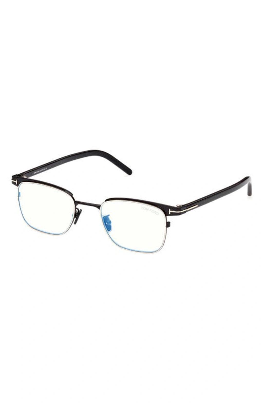 TOM FORD 49mm Small Square Blue Light Blocking Reading Glasses In Shiny Black Product Image