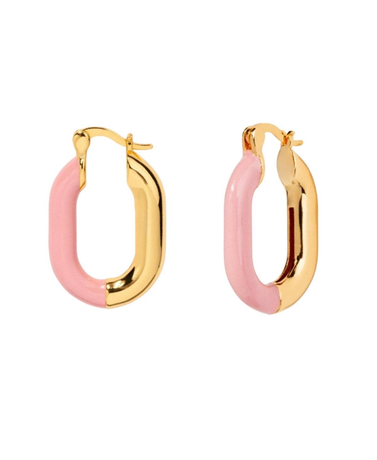 Womens Oval Enamel Hoop Earrings Product Image