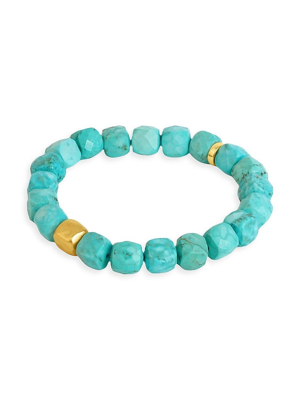 Womens Nomad 22K-Gold-Plated & Turquoise Beaded Stretch Bracelet Product Image