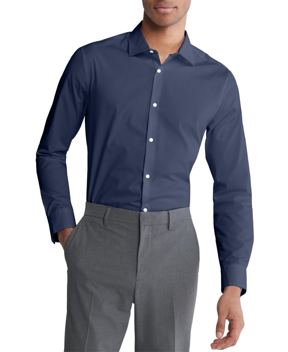 Calvin Klein Mens Slim Fit Supima Stretch Long Sleeve Button-Front Shirt Product Image