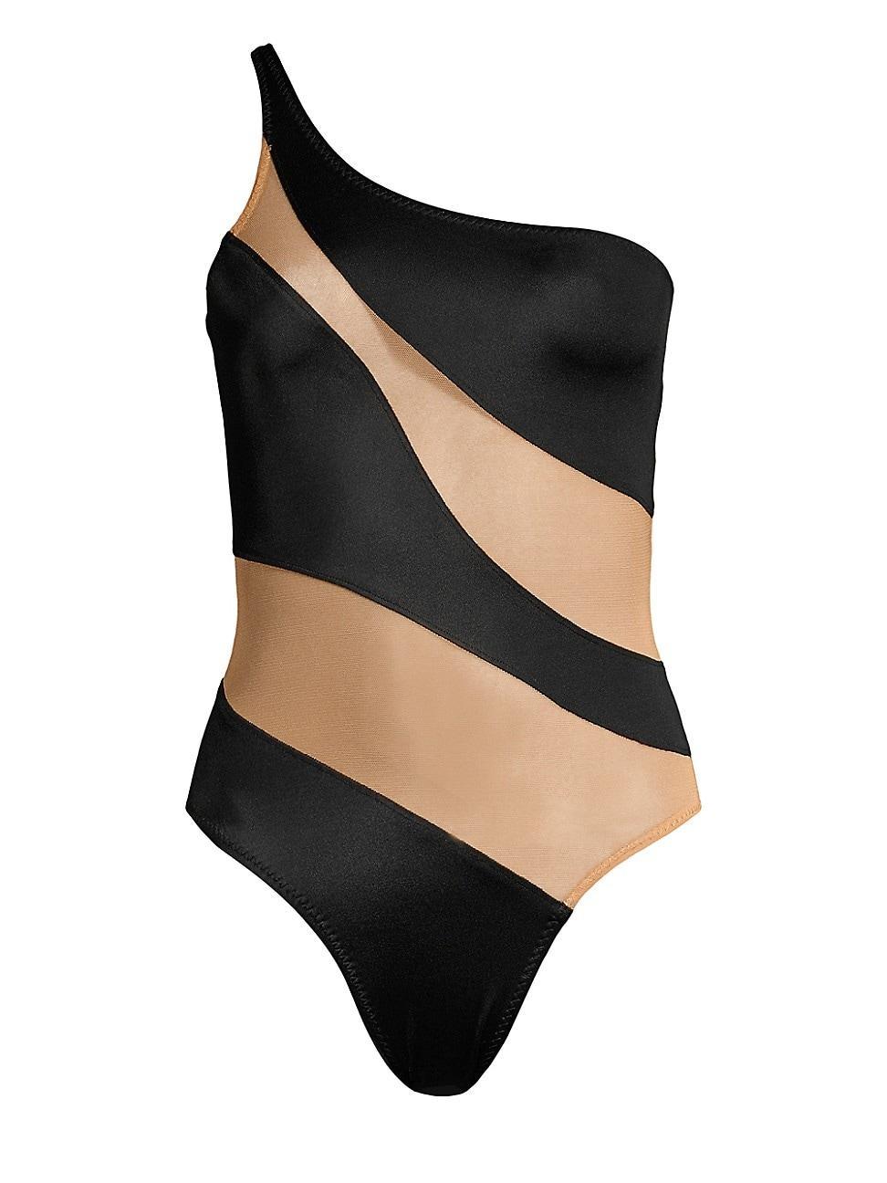 Norma Kamali Snake Mesh One-Shoulder Swimsuit Product Image