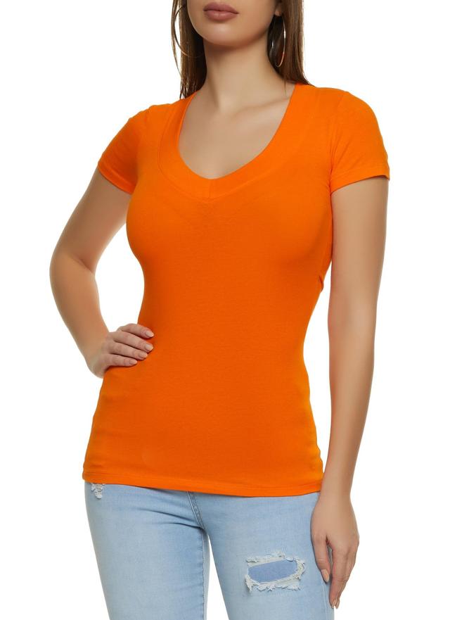 Womens Basic V Neck Short Sleeve Tee Product Image