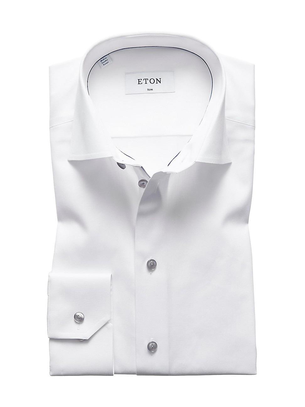 Eton Slim Fit Contrast Gray Button Twill Dress Shirt Product Image