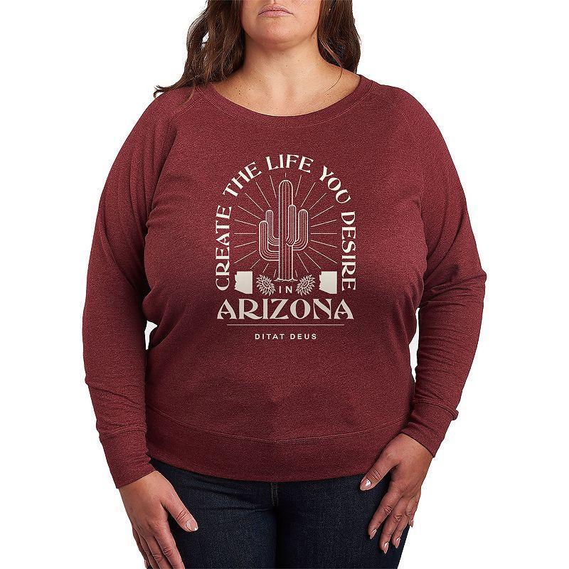 Plus Create Life Arizona Slouchy Graphic Sweatshirt, Womens Grey Maroon Product Image