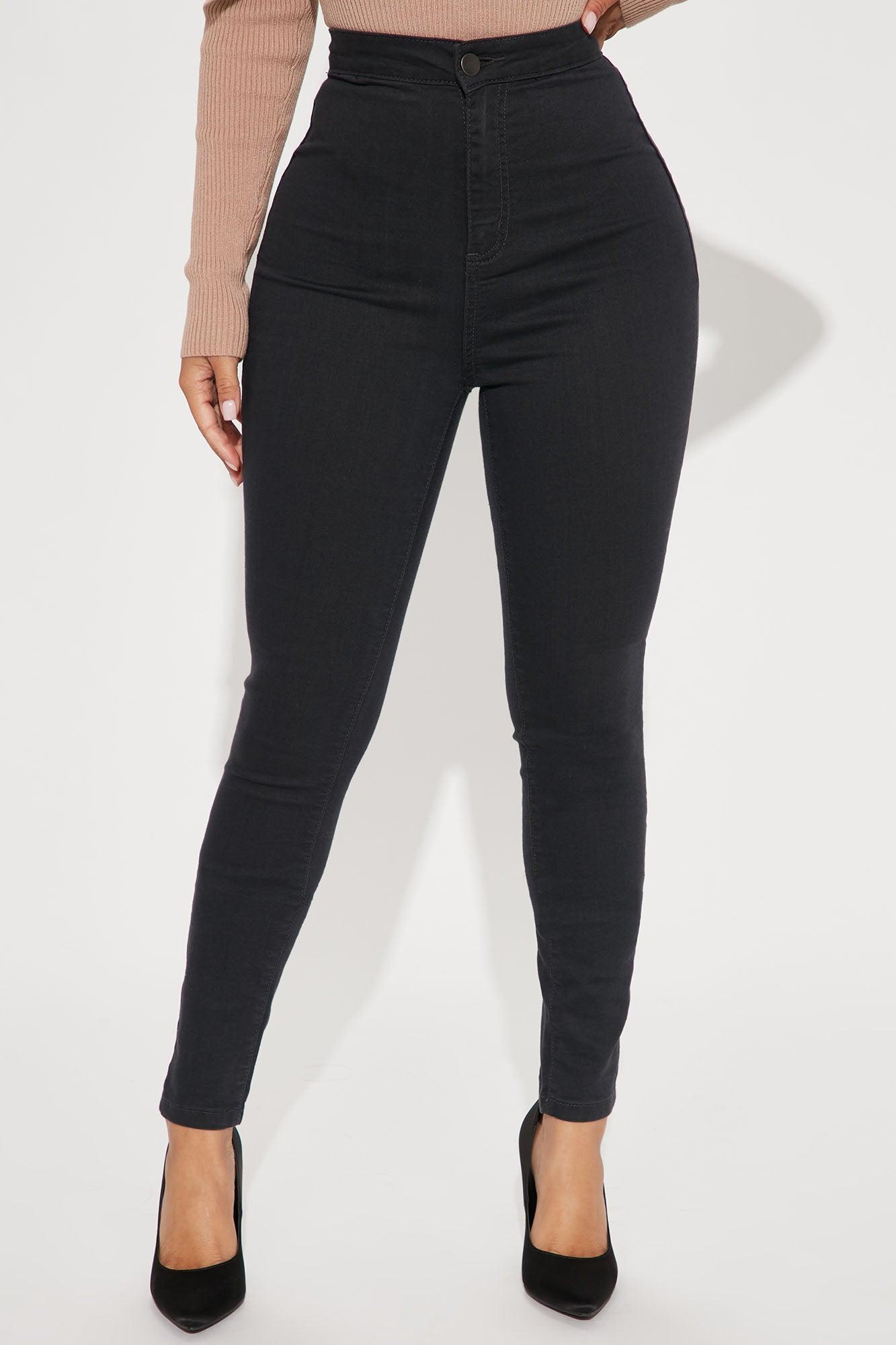 Petite Super High Waist Denim Skinnies - Black Product Image