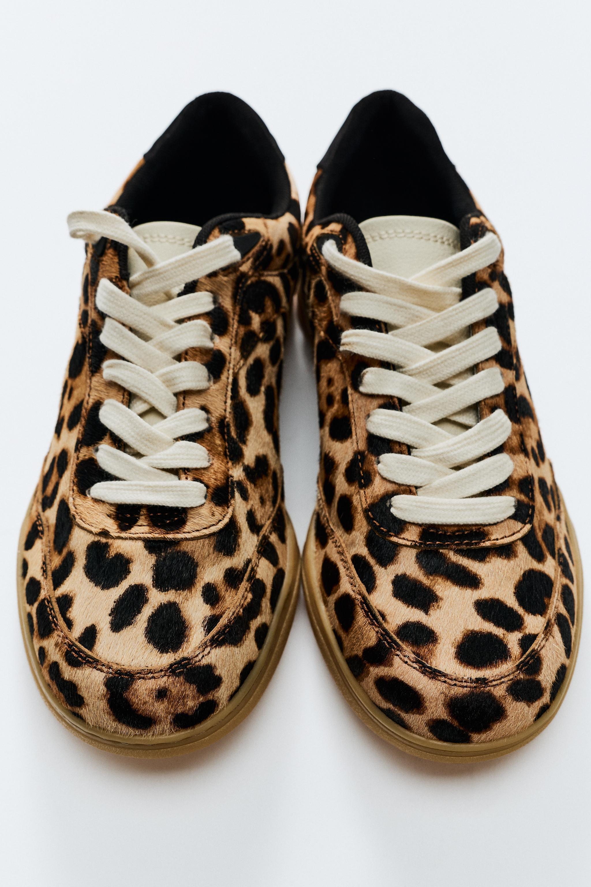 LEATHER ANIMAL PRINT SNEAKERS Product Image