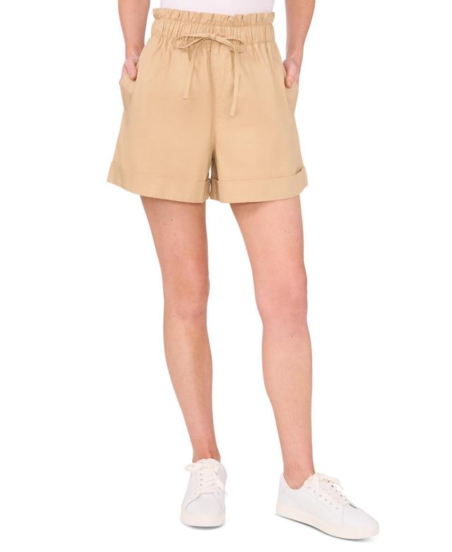 CeCe Womens Paperbag-Waist Cuffed Shorts Product Image