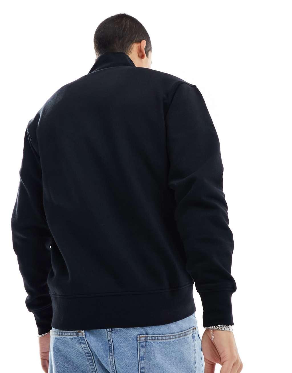 Jack & Jones 1/4 zip sweat with central logo in black Product Image