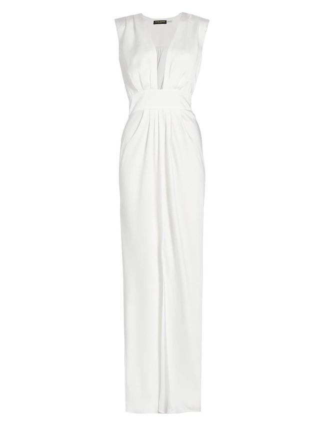 Womens Quinn V-Neck Satin Gown Product Image