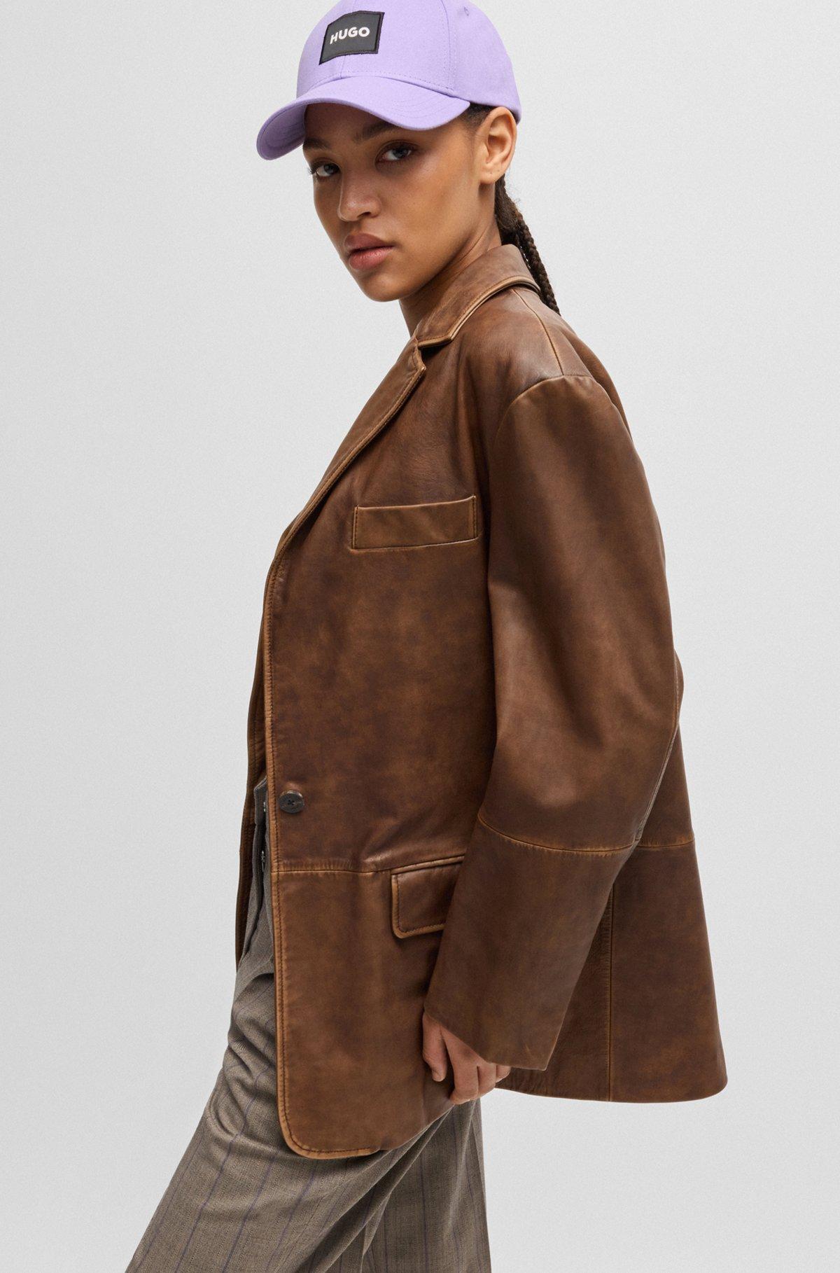 Relaxed-fit jacket in vintage-effect leather Product Image