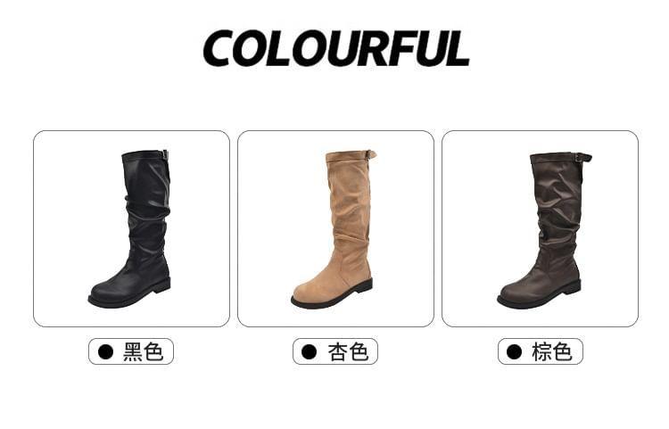 Buckled Faux Leather Tall Boots Product Image