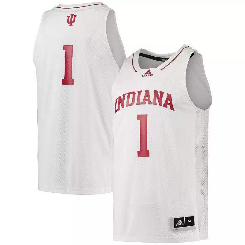 Mens adidas #1 Cream Indiana Hoosiers Swingman Team Basketball Jersey IND White Product Image