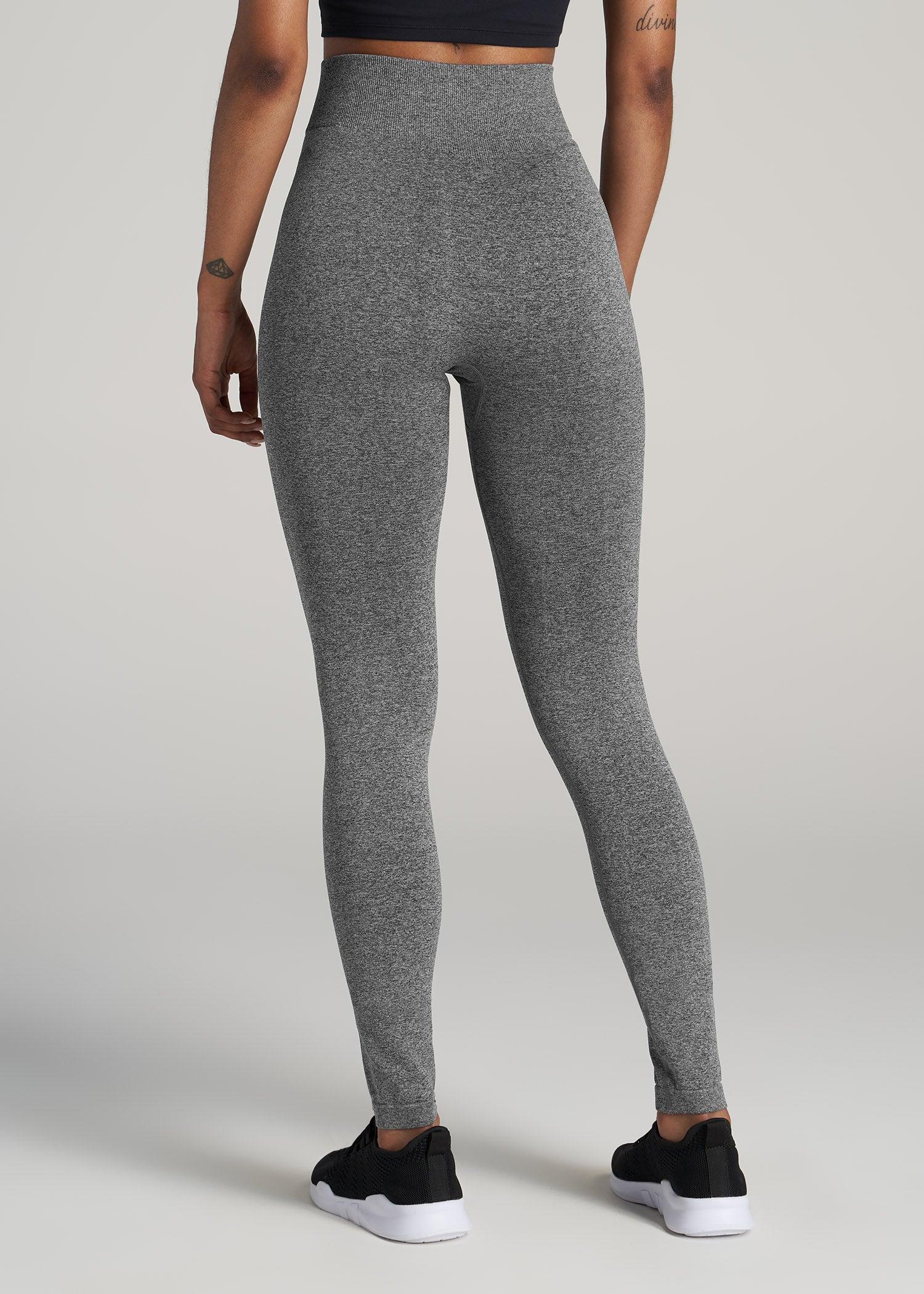 Seamless Leggings for Tall Women in Black & Grey Heather Product Image