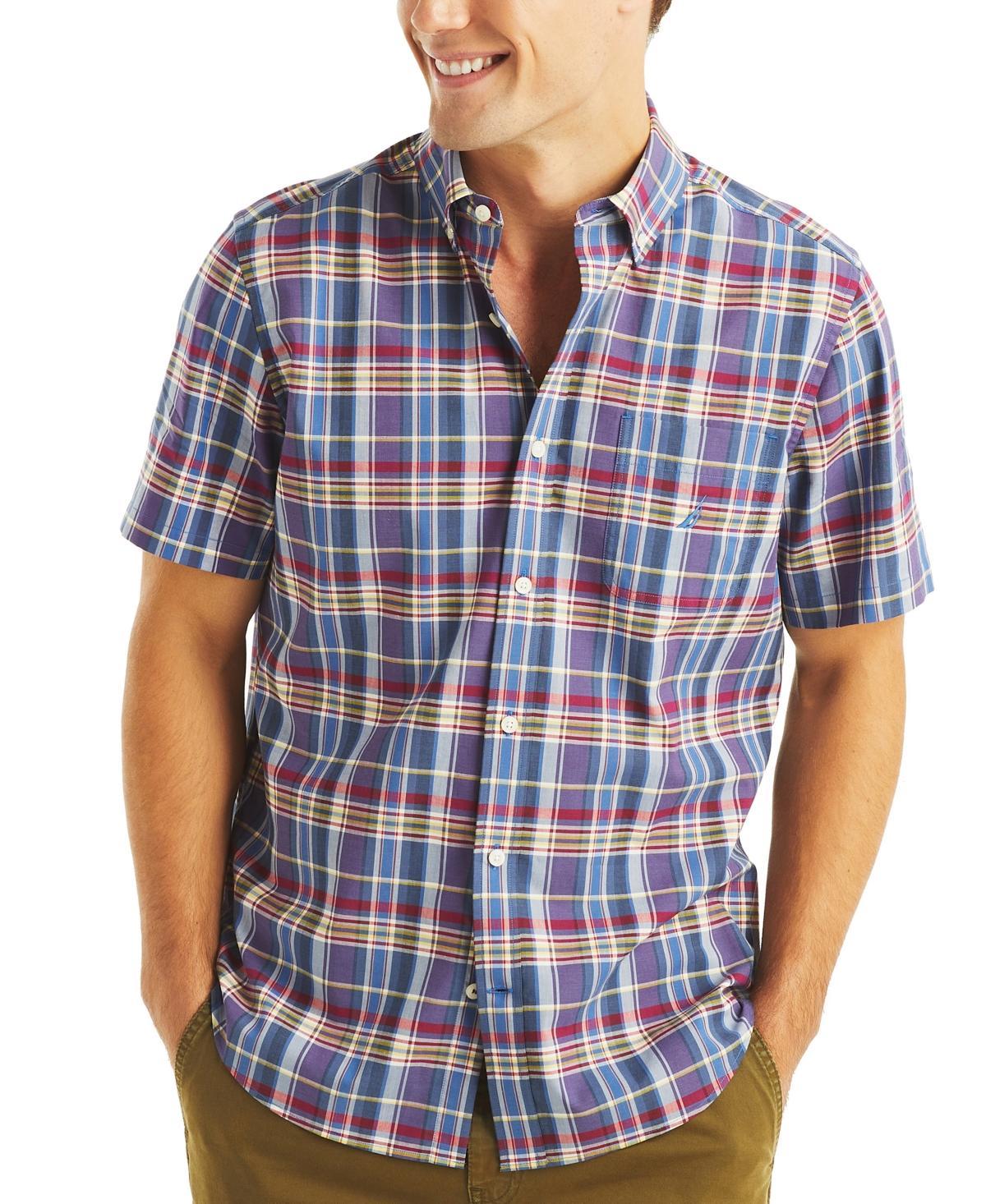 Nautica Mens Short Sleeve Button Front Plaid Shirt Product Image