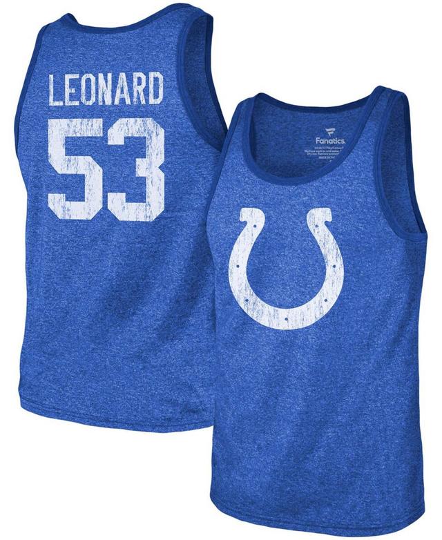 Mens Fanatics Branded Darius Leonard Royal Indianapolis Colts Name & Number Tri-Blend Tank Top Product Image