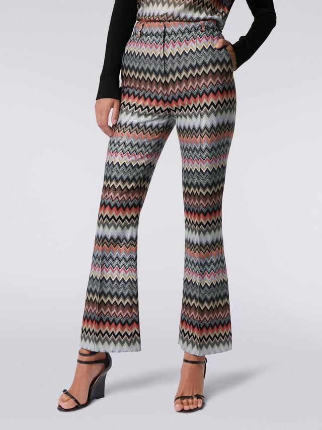 Cropped trousers in zigzag viscose and cotton Multicoloured | Missoni Product Image