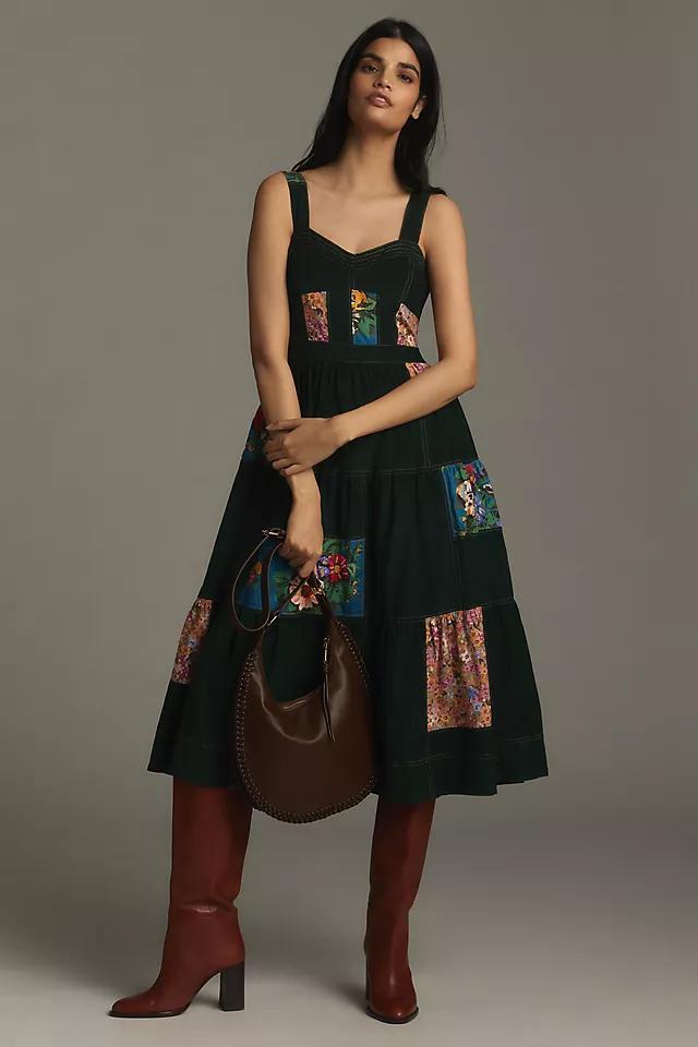 Maeve Patchwork Corduroy Midi Dress Product Image