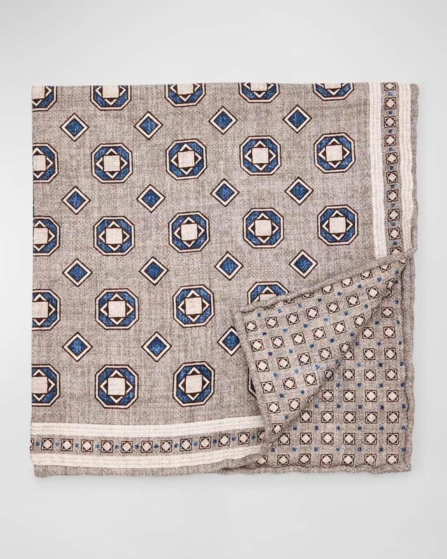 Men's Silk Geometric Pocket Square Product Image