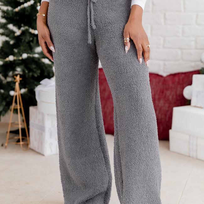 Movies And Chill Fuzzy Charcoal Lounge Pants FINAL SALE Product Image