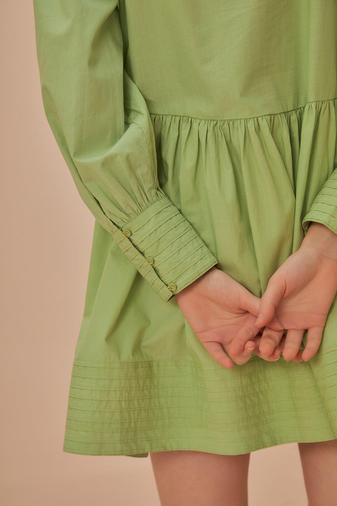 Green Open Yoke Mini Dress, GREEN / XXS Product Image