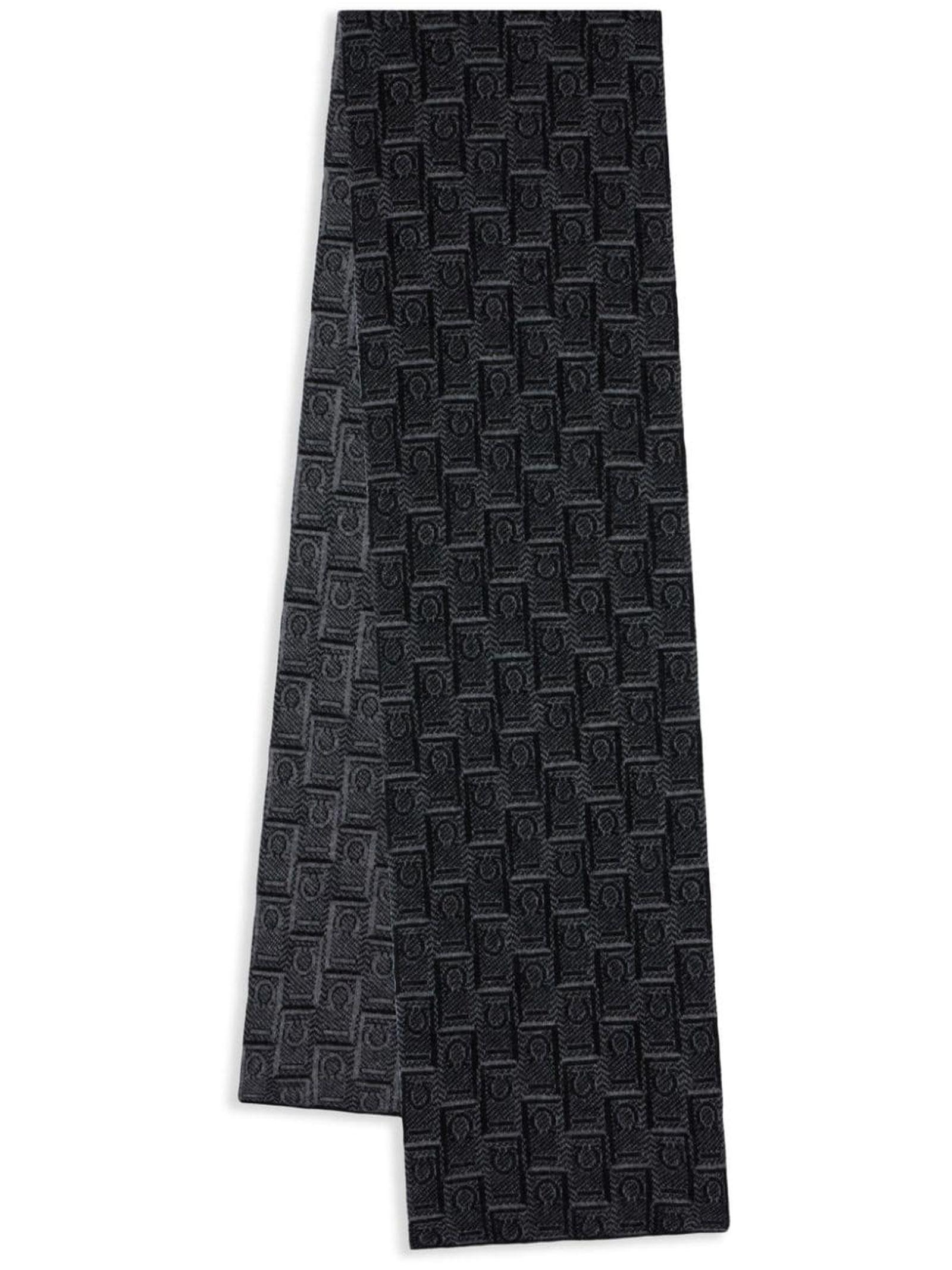 FERRAGAMO Monogram Scarf In Black Product Image