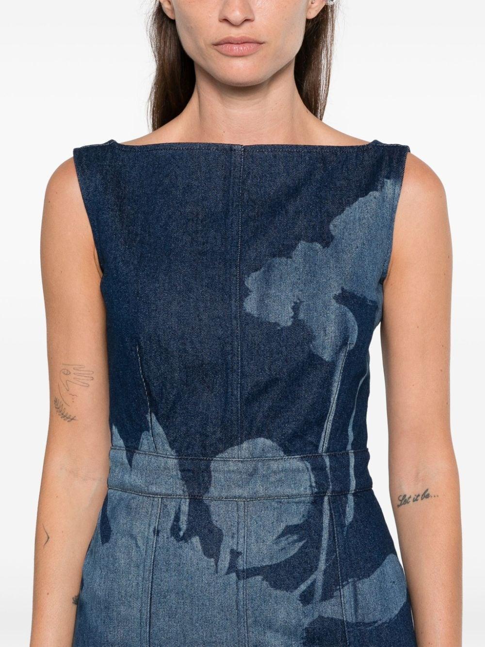 flared denim midi dress Product Image