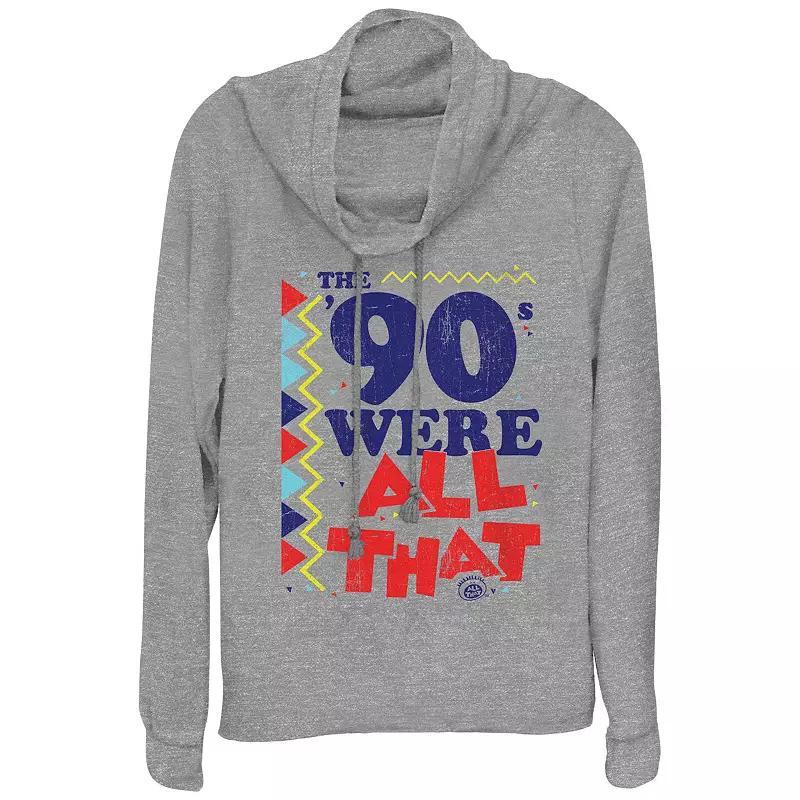 Plus Size Nickelodeon The 90s Were All That Cowlneck Graphic Lightweight Long Sleeve, Womens Gray Grey Product Image