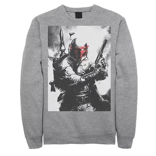 Mens Star Wars Boba Fett Faded Action Portrait Poster Sweatshirt Product Image