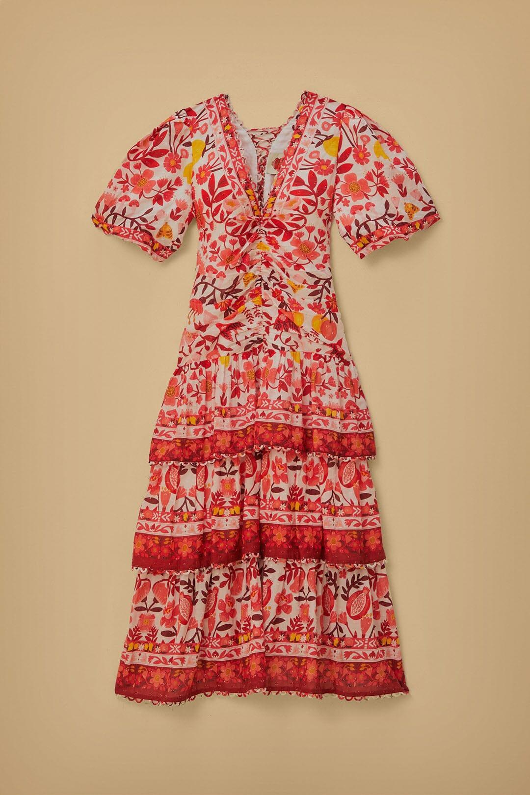 Womens Romantic Orchard Tiered Midi-Dress Product Image