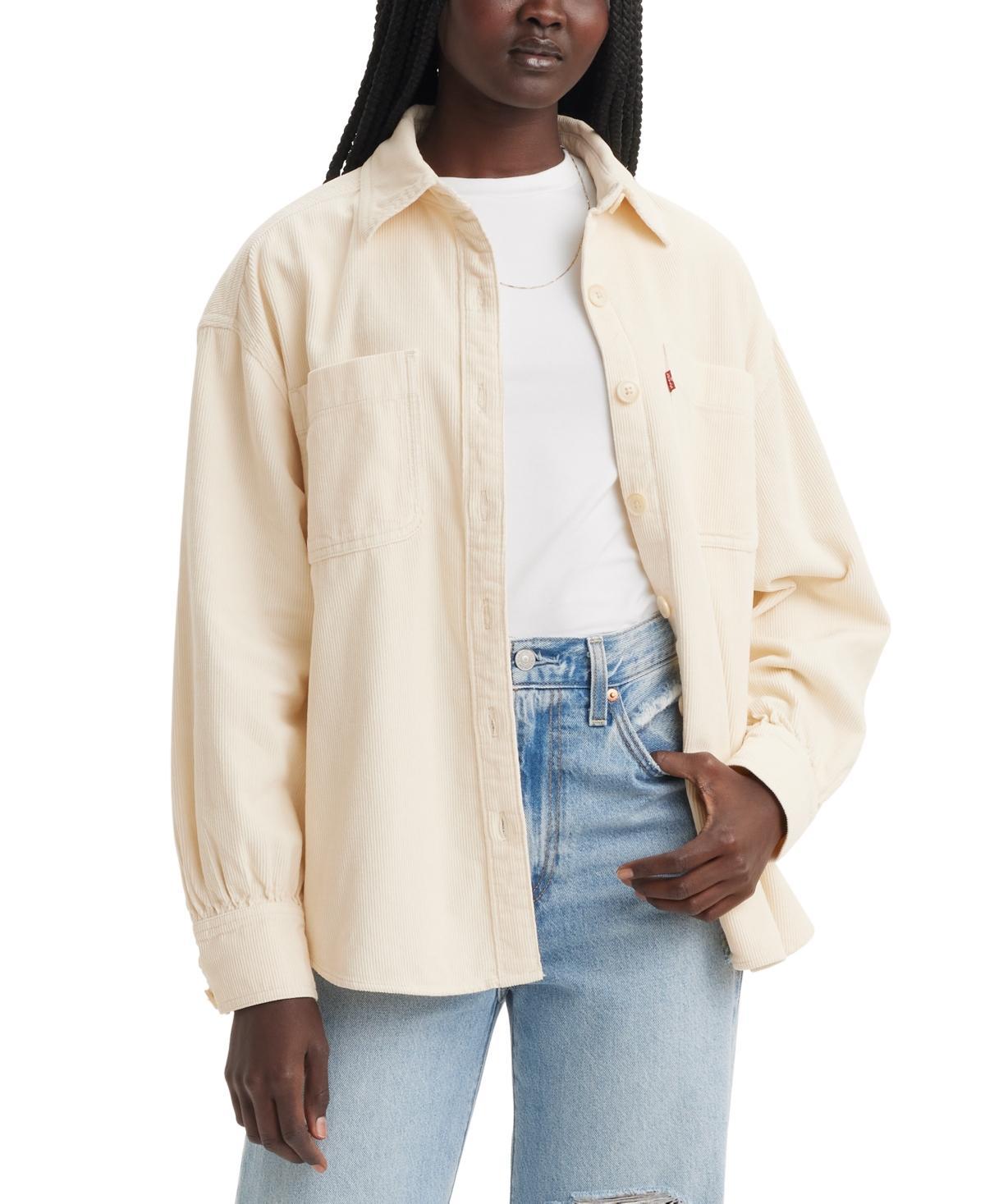 Levis Womens Long Sleeve Orion Corduroy Button-Down Shirt - White Swan Product Image