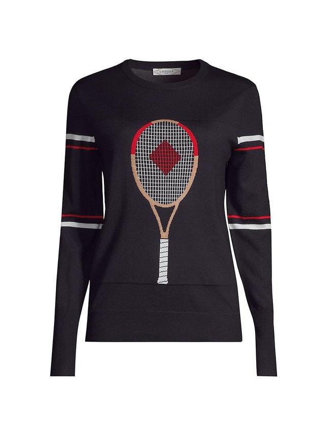 Womens Racquet Wool Intarsia Knit Sweater Product Image