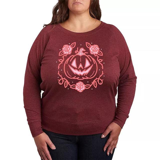 Plus Size Coquette Pumpkin Rose Lightweight French Terry Sweatshirt, Womens Product Image