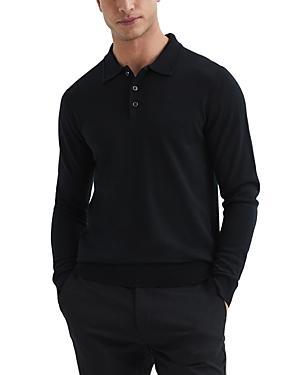 Reiss Trafford Merino Wool Slim Fit Long Sleeve Polo Shirt Product Image