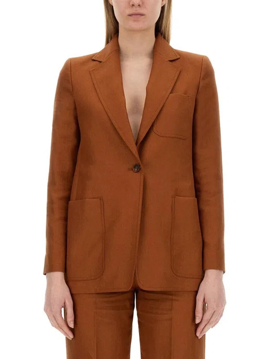 MAX MARA Blazer  Woman Color Leather In Brown Product Image