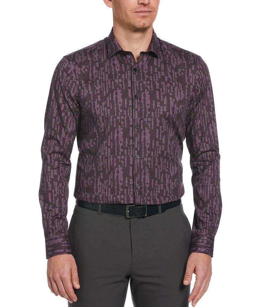 Perry Ellis Stretch Pebble Print Long Sleeve Woven Shirt Product Image