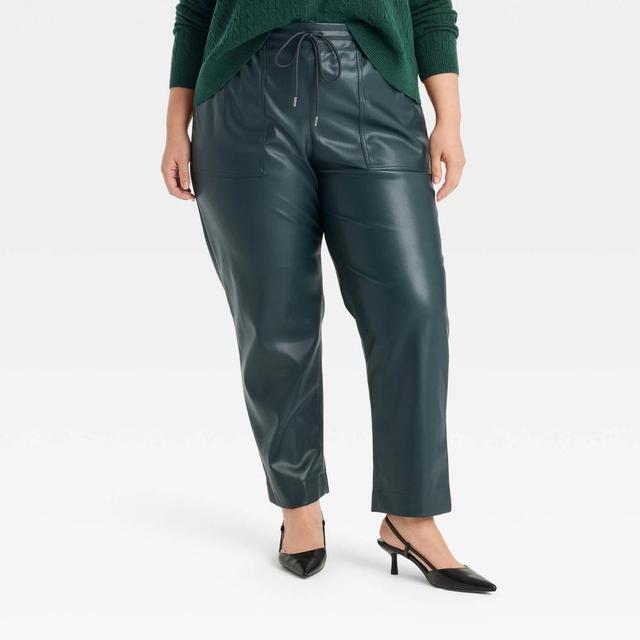 Womens High-Rise Faux Leather Tapered Ankle Pull-On Pants - A New Day 3X Product Image