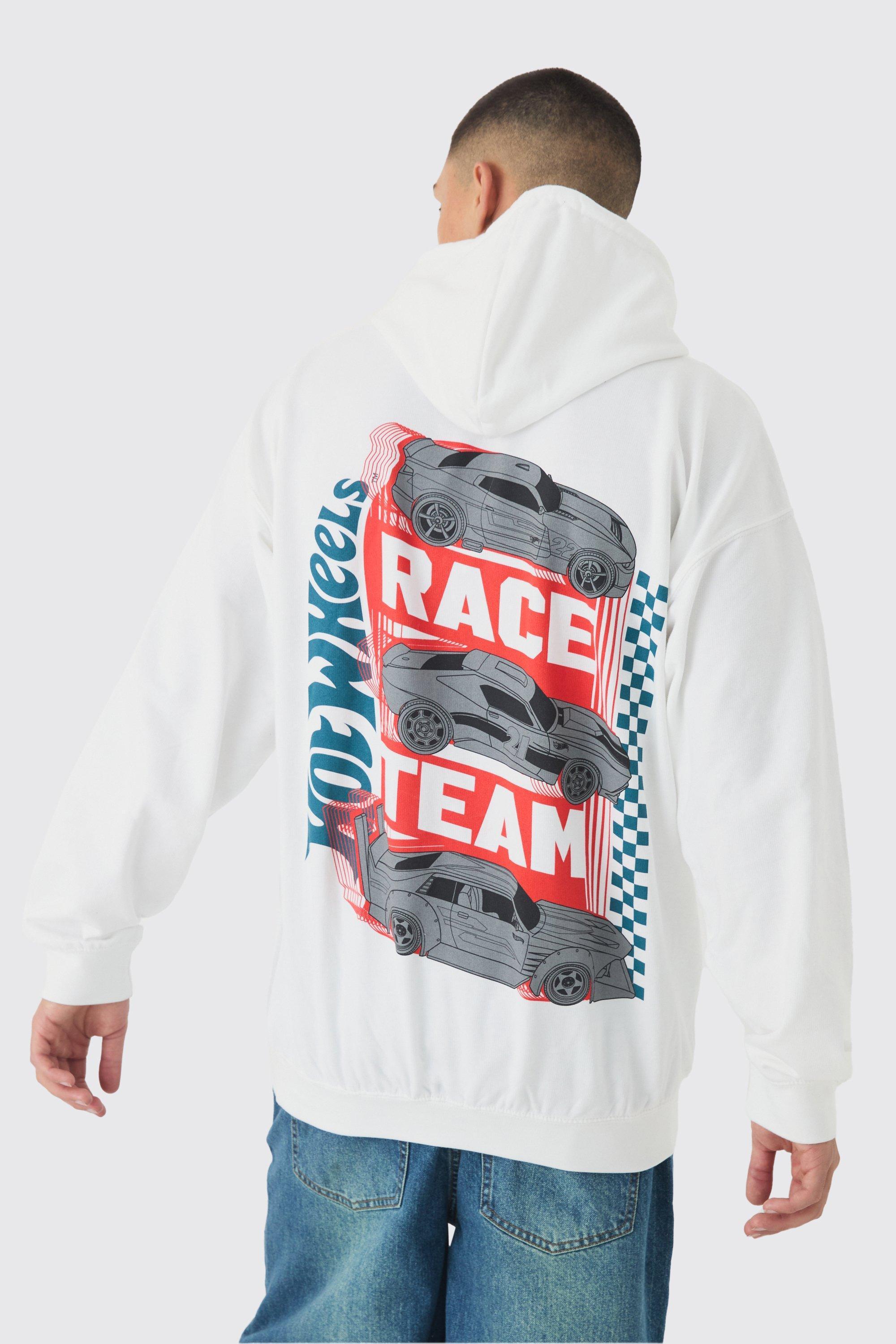 Oversized Hot Wheels Racing License Print Hoodie | boohooMAN USA Product Image