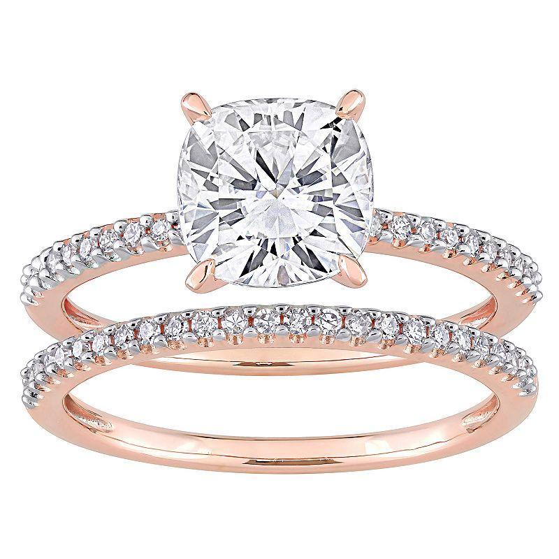 Stella Grace 14k Rose Gold 2 Carat T.W. Lab-Created Moissanite & 1/4 Carat T.W. Diamond Engagement Ring Set, Womens Product Image