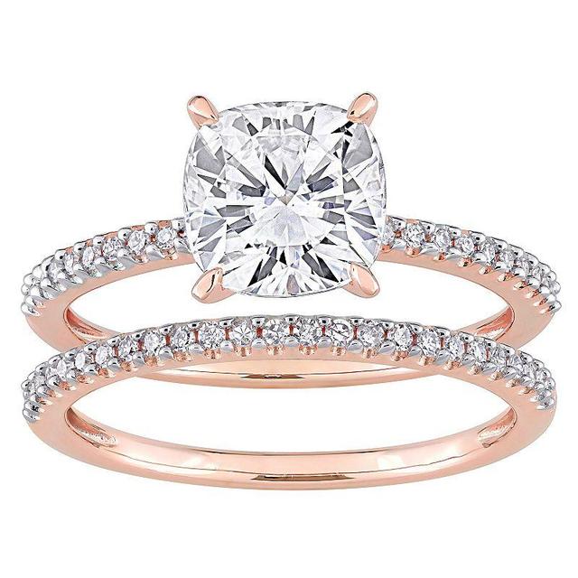 Stella Grace 14k Rose Gold 2 Carat T.W. Lab-Created Moissanite & 1/4 Carat T.W. Diamond Engagement Ring Set, Womens Product Image