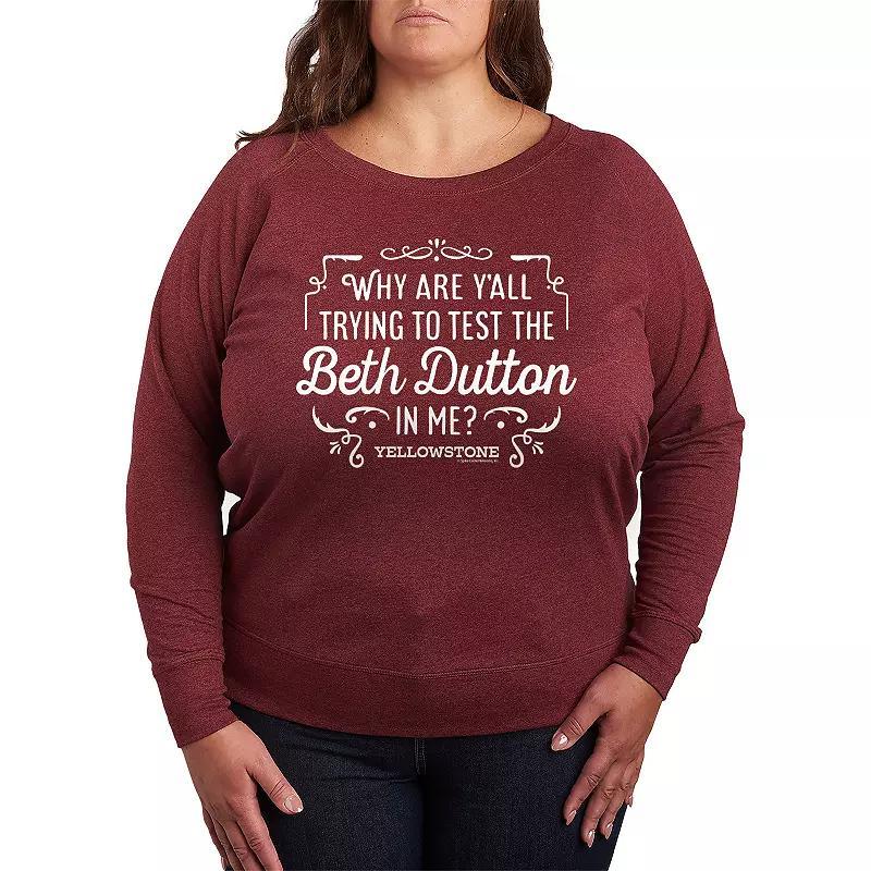 Plus Size Yellowstone Trying To Test Lightweight French Terry Sweatshirt, Womens Product Image