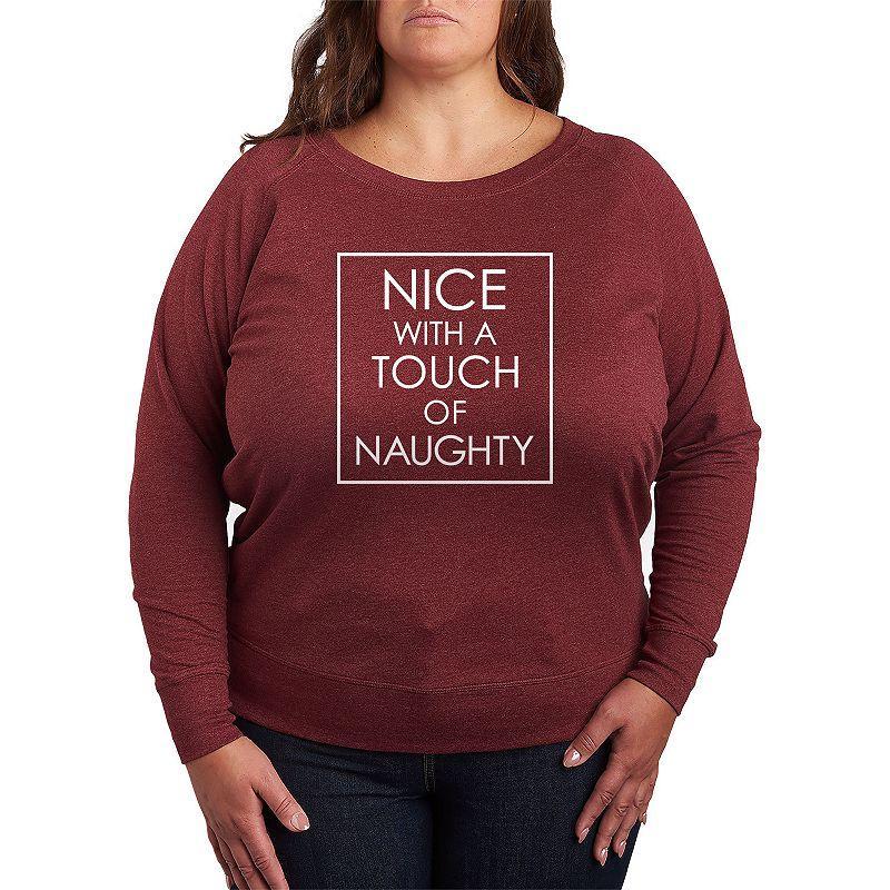 Plus Size Peanuts Snoopy Holiday Cheer Lightweight French Terry Sweatshirt, Womens Grey Dark Red Product Image