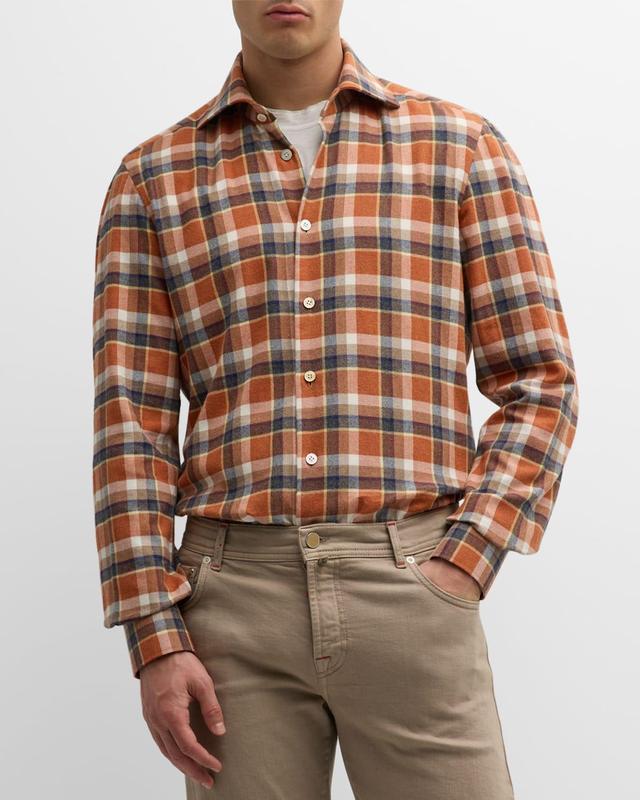 Mens Cotton Plaid Sport Shirt Product Image