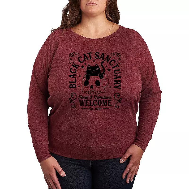 Plus Size Black Cat Sanctuary Pullover, Womens Grey Dark Red Product Image