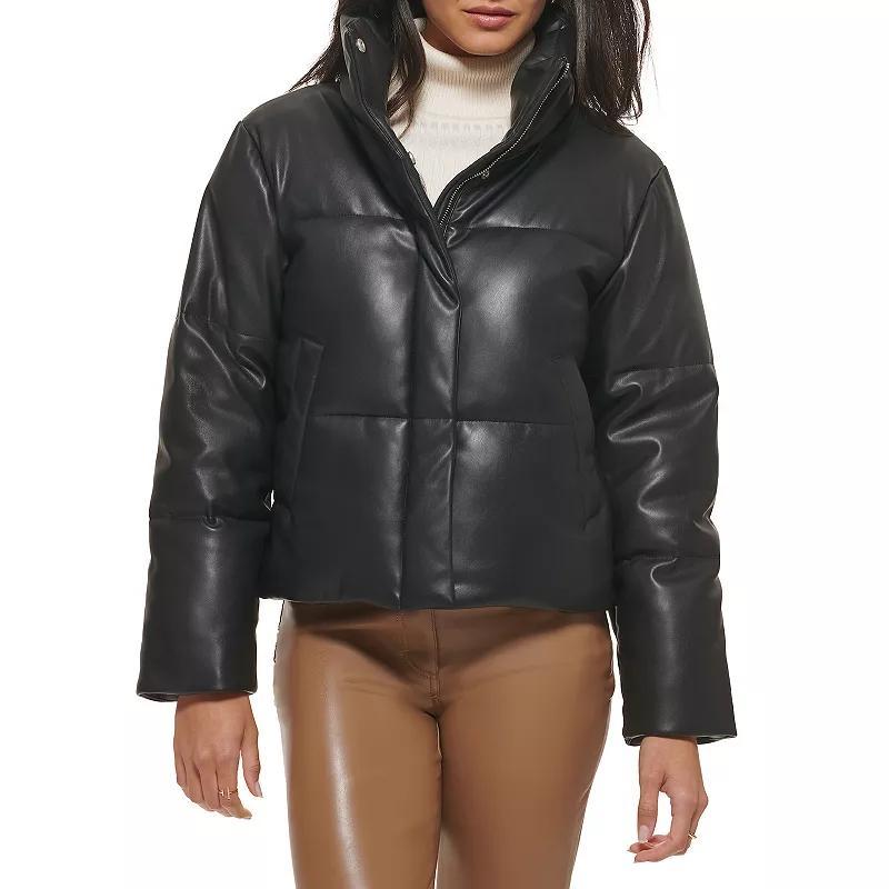 Womens Levis Faux-Leather Short Puffer Jacket product image