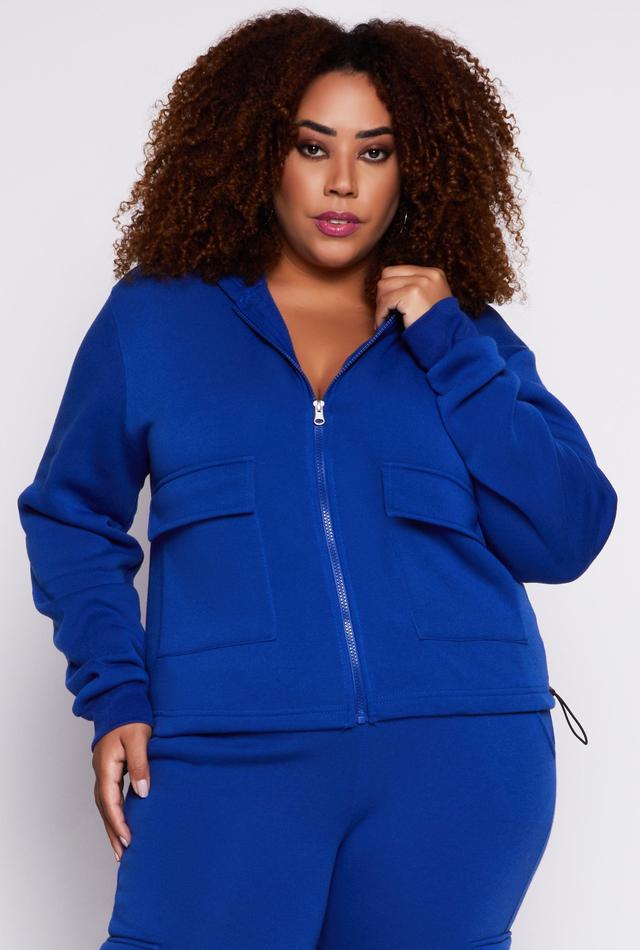 Womens Plus Size Fleece Cargo Pocket Zip Hoodie Product Image