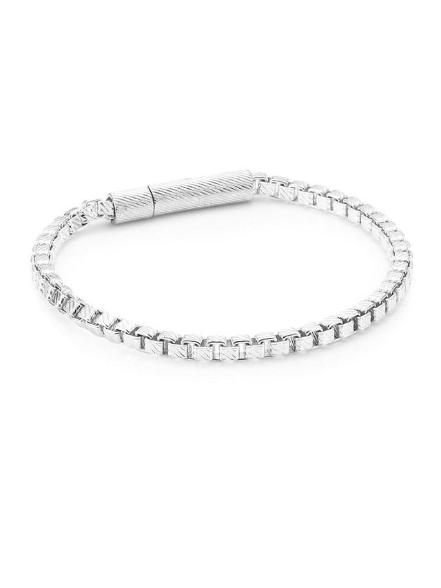 Mens Flatiron Sterling Silver Textured Chain Bracelet Product Image