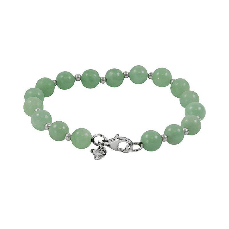 Sterling Silver Jade Bead Bracelet, Womens Green Product Image