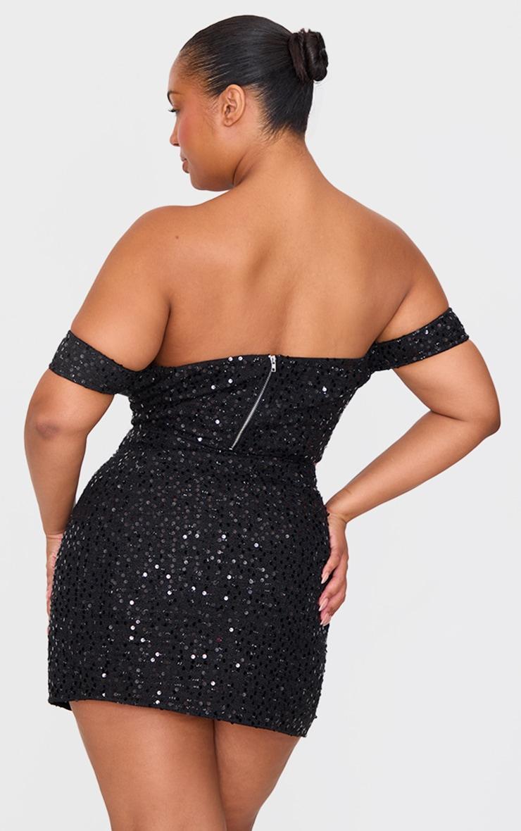 Plus Black Sequin Detail Crop Top Product Image