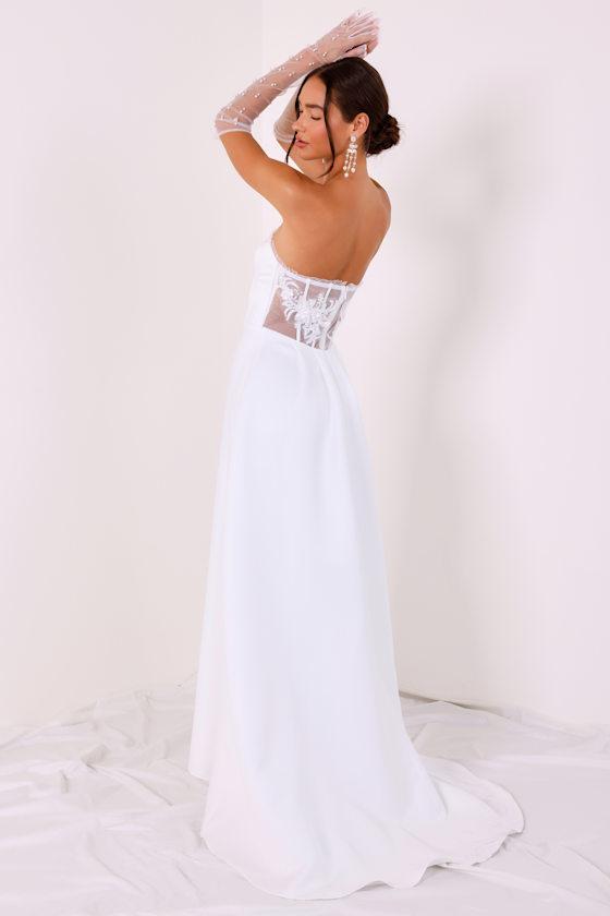 Eternal Gratitude White Floral Embroidered Strapless Maxi Dress Product Image