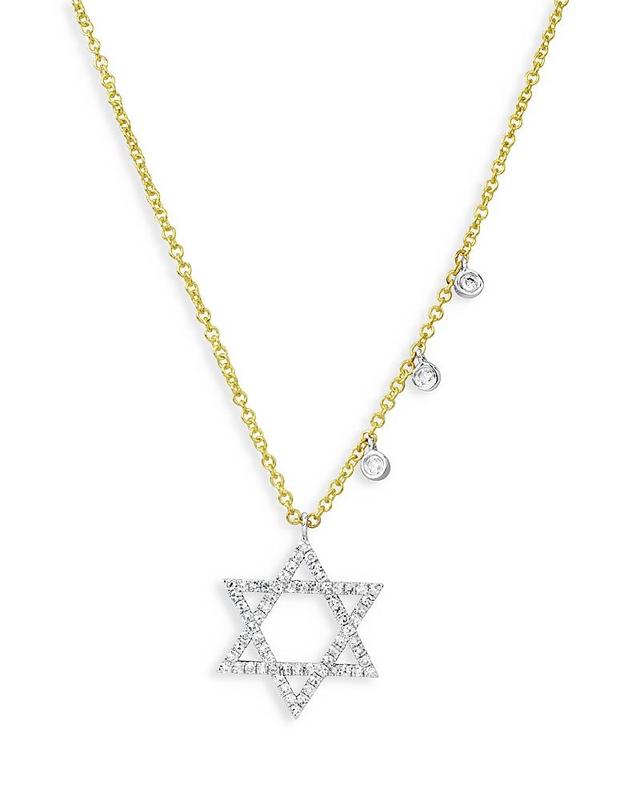 Womens Two-Tone 14K Gold & Diamond Star Of David Pendant Necklace Product Image